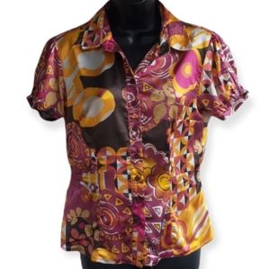 Retro blouse beautiful colors and designs Size L